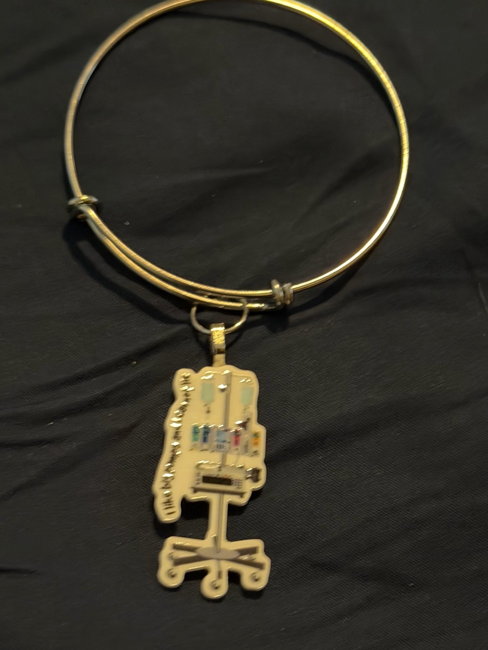 Medical IV Stand Pendant Bangle Bracelet